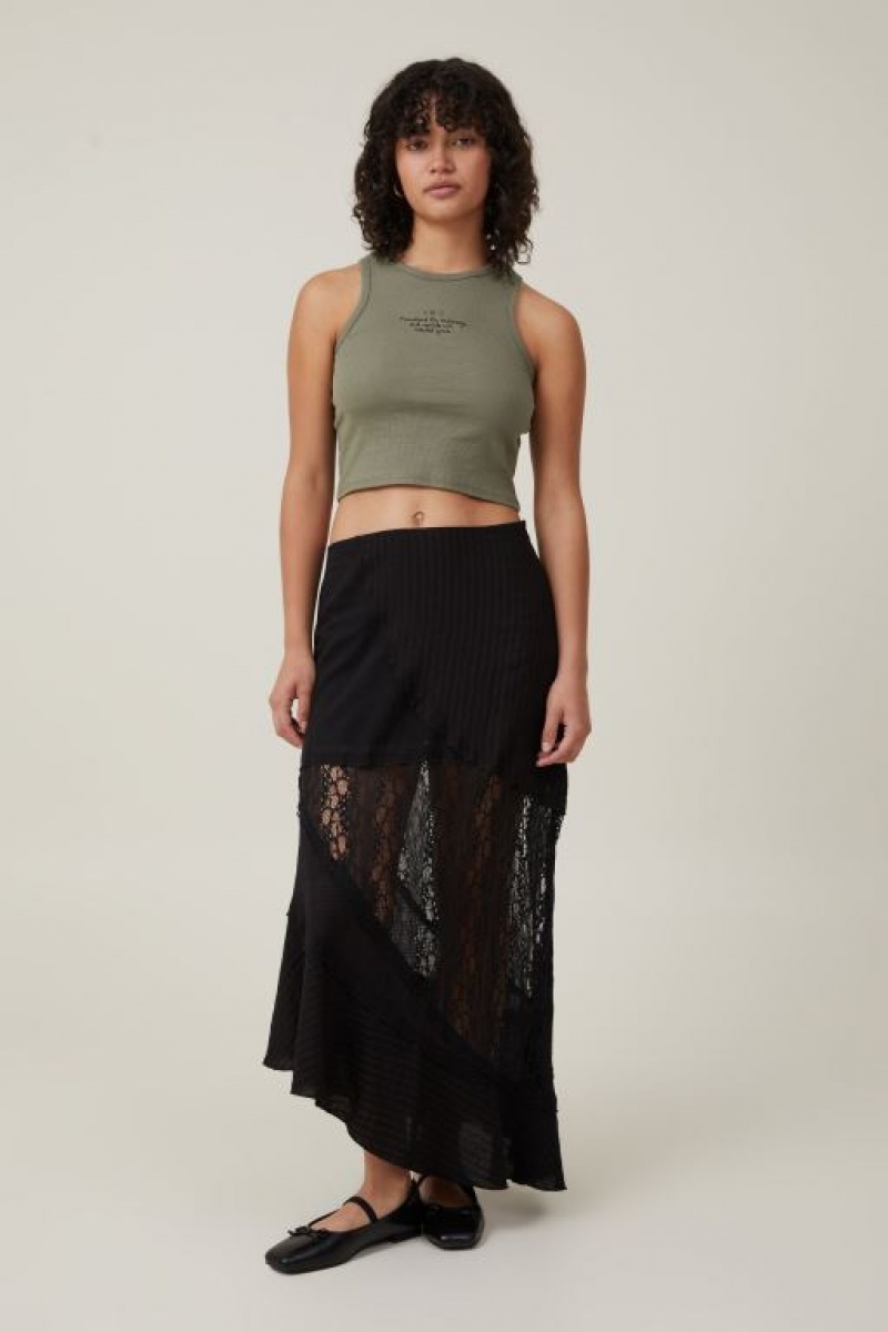 Cotton On Crop Ribbed Graphic Racer Women's Graphic T-Shirts Transcend | QV1WJUu2Rji