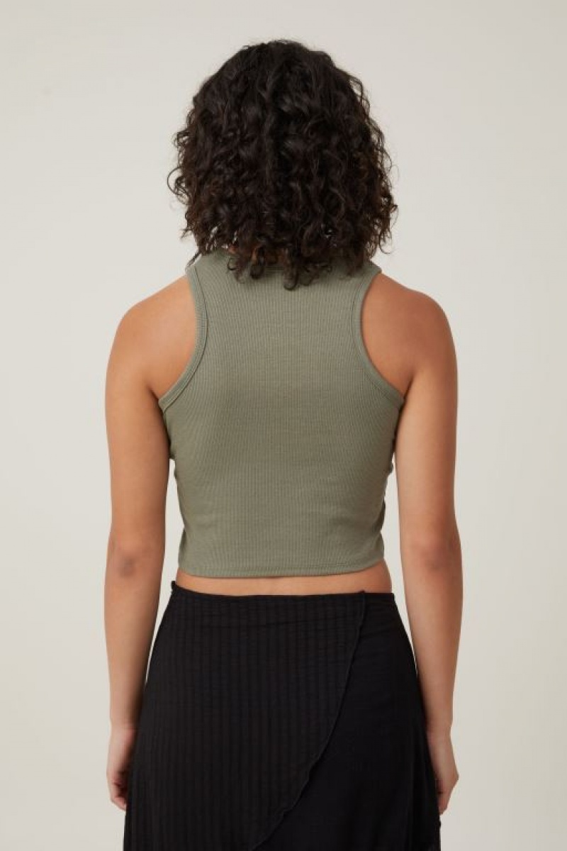 Cotton On Crop Ribbed Graphic Racer Women's Graphic T-Shirts Transcend | QV1WJUu2Rji
