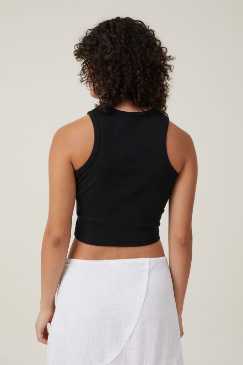 Cotton On Crop Ribbed Graphic Racer Women's Graphic T-Shirts Orange / Black | 48u6G9xsdZ7