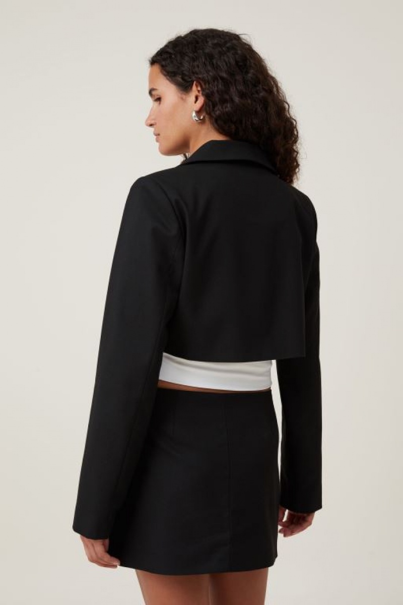 Cotton On Cropped Women's Blazers Black | D7elV7Jf4G9