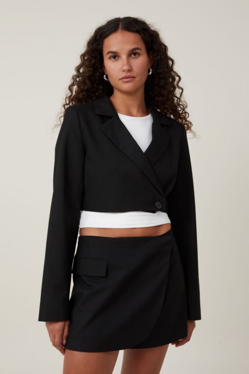 Cotton On Cropped Women\'s Blazers Black | D7elV7Jf4G9