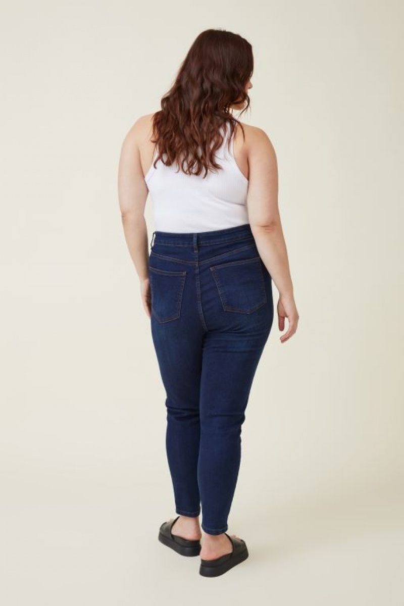 Cotton On Curve Adriana High Crop Skinny Women's Jeans Deep Blue | MY0dK0rbR6T