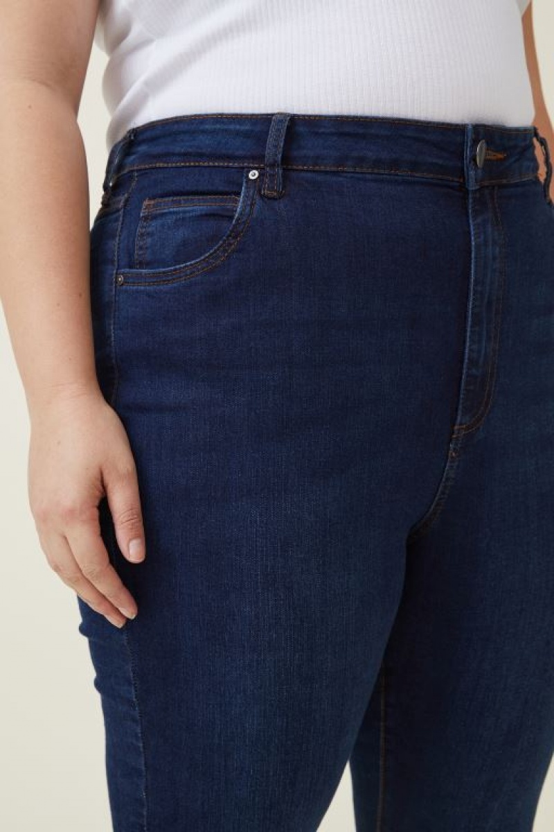 Cotton On Curve Adriana High Crop Skinny Women's Jeans Deep Blue | MY0dK0rbR6T