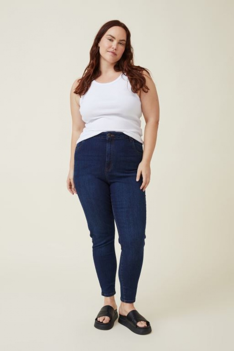 Cotton On Curve Adriana High Crop Skinny Women\'s Jeans Deep Blue | MY0dK0rbR6T