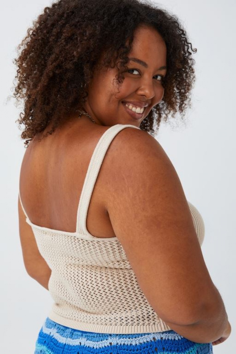 Cotton On Curve Crochet Women\'s Tanks Grey | mcci6NmZAc8