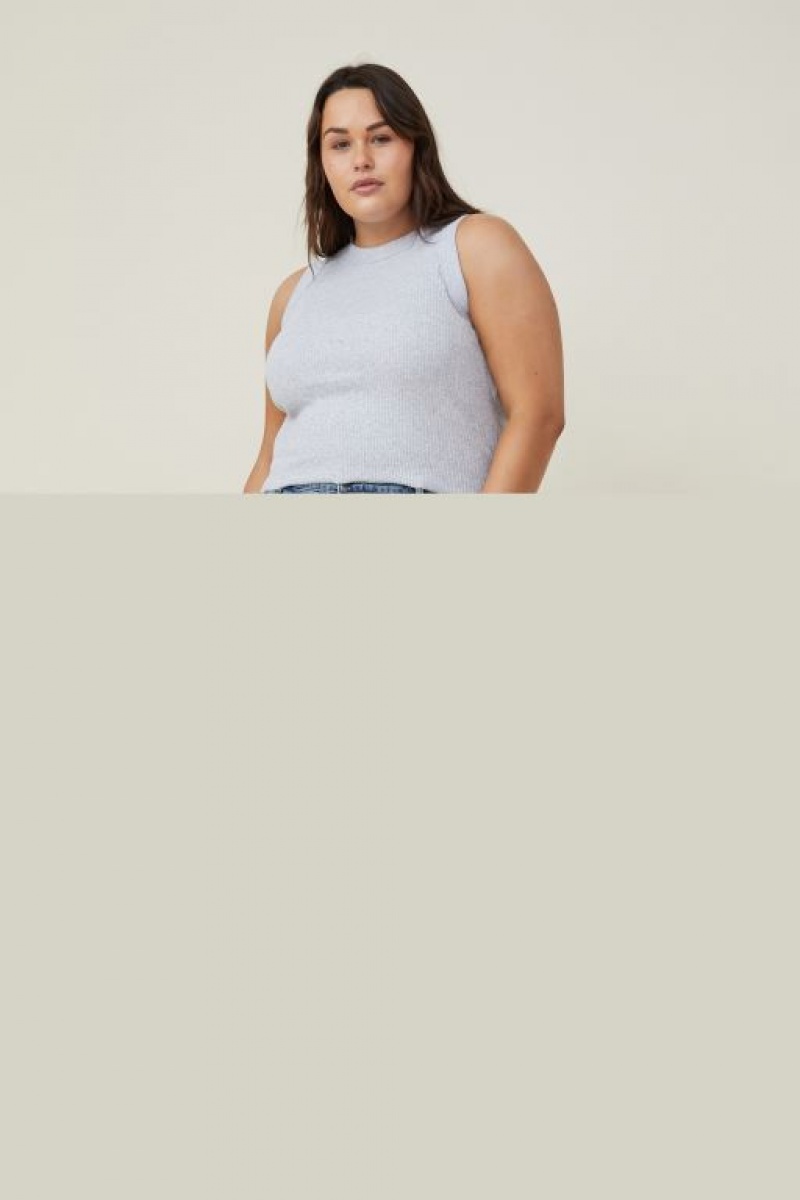 Cotton On Curve The 91 Women's Tanks Grey | OWKRoDQIItM