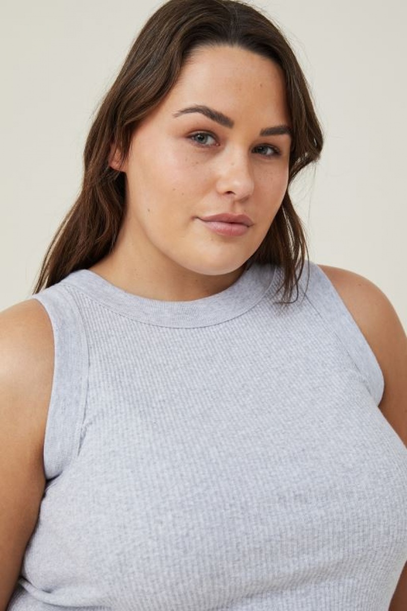 Cotton On Curve The 91 Women's Tanks Grey | OWKRoDQIItM
