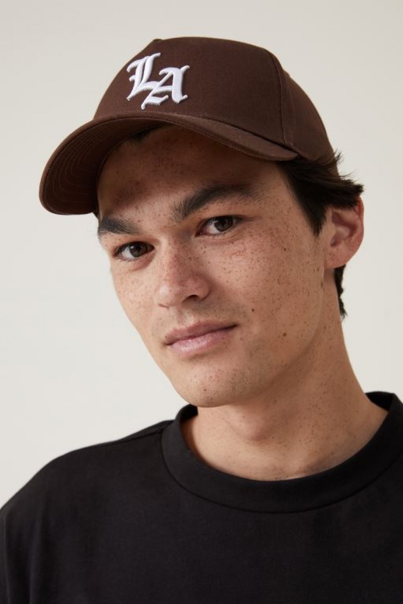 Cotton On Curved Peak Snapback Men's Caps Chocolate / White | OOwutaGBWpH