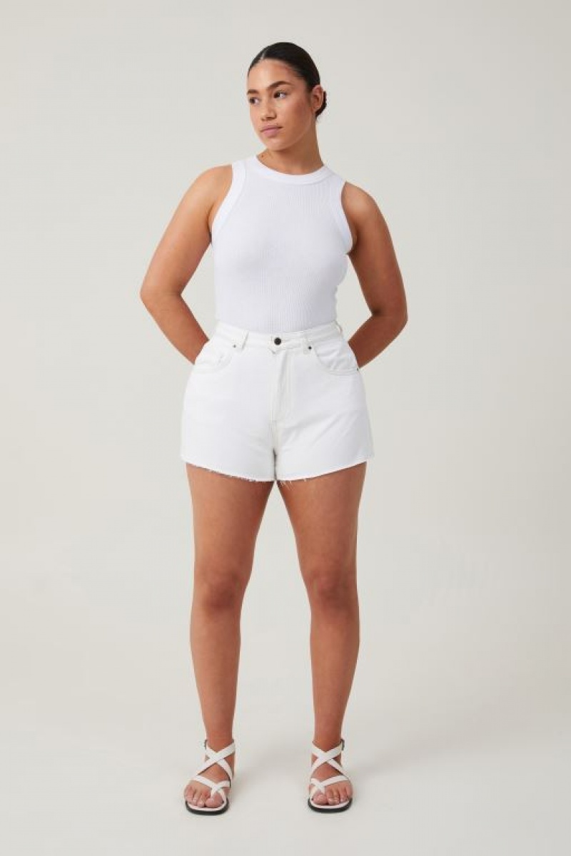Cotton On Curvy High Mom Denim Women's Shorts Whitehaven | Qv3RxGNZEQl