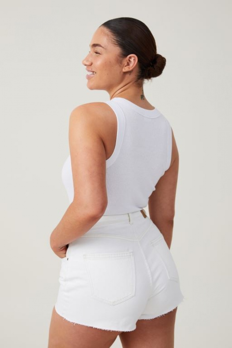 Cotton On Curvy High Mom Denim Women's Shorts Whitehaven | Qv3RxGNZEQl