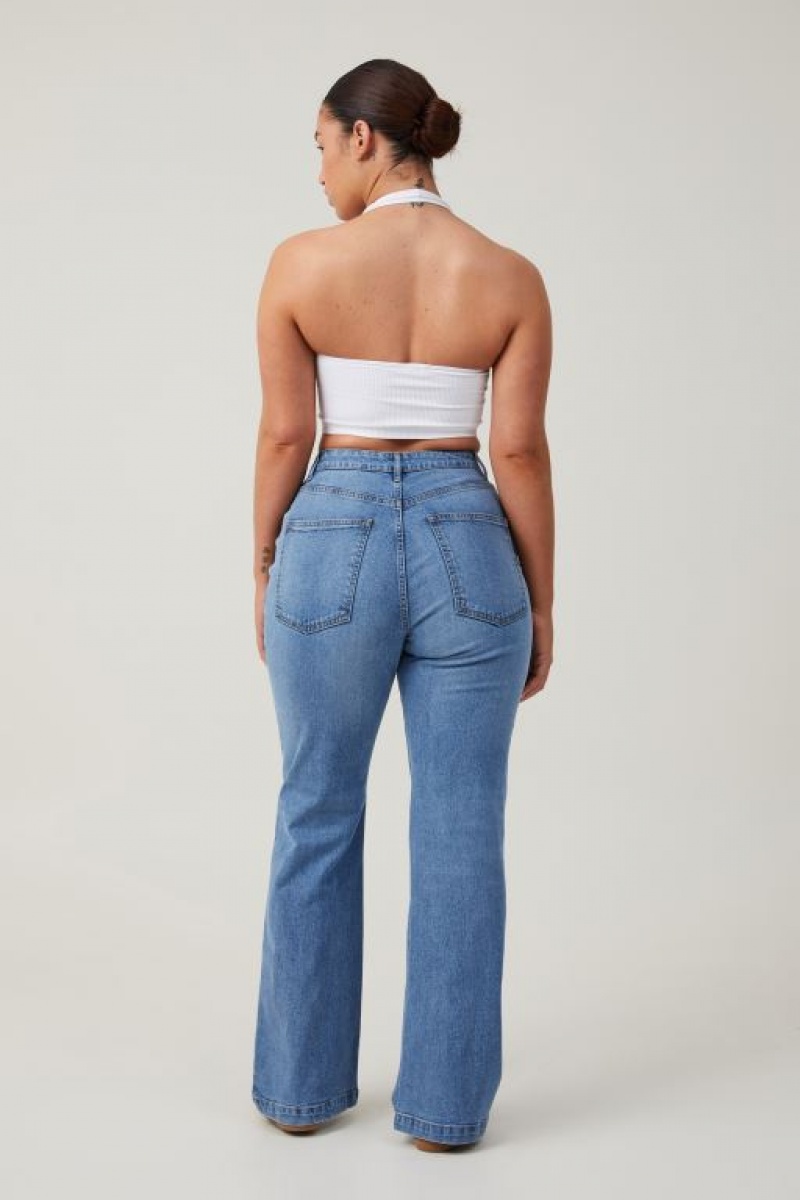 Cotton On Curvy Stretch Bootcut Flare Jean Women's Pants Blue | bYDNQ7g7pjZ