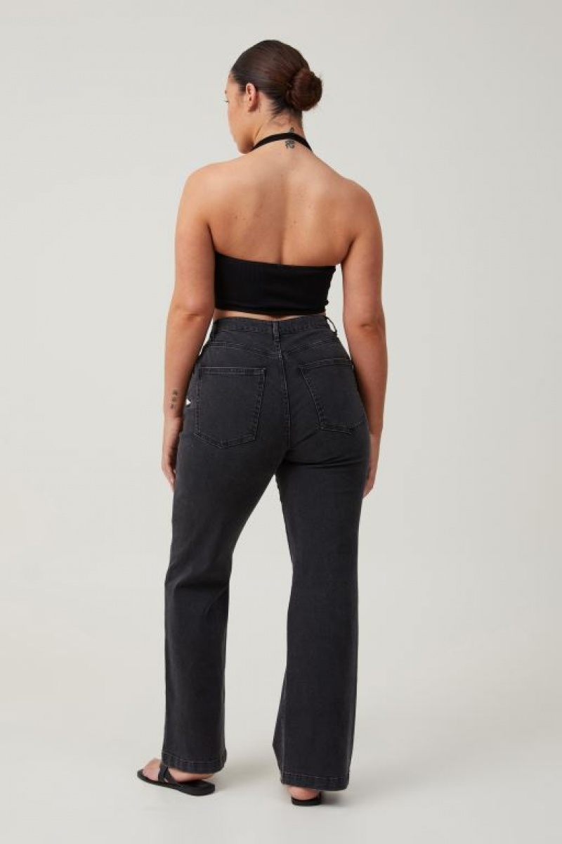 Cotton On Curvy Stretch Bootcut Flare Jean Women's Pants Deep Grey Black | DMvhHsYgaFQ
