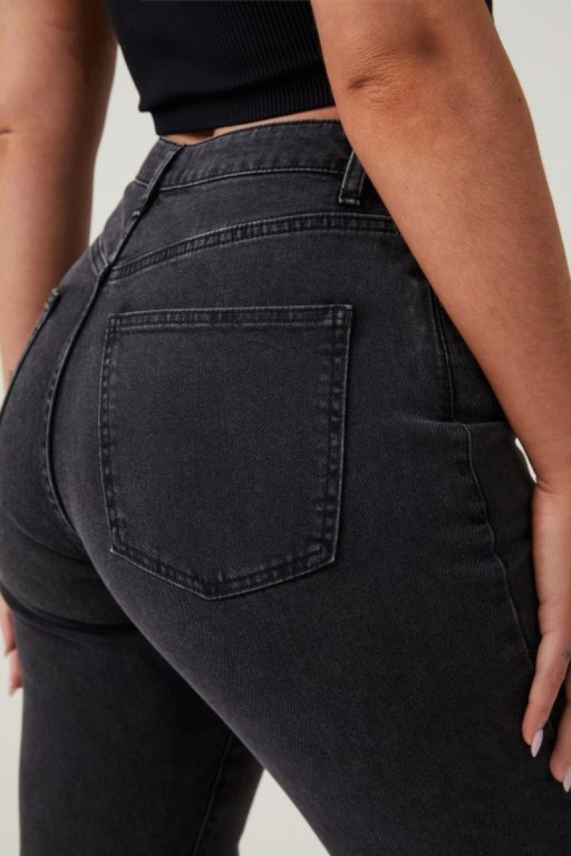 Cotton On Curvy Stretch Bootcut Flare Jean Women's Pants Deep Grey Black | DMvhHsYgaFQ