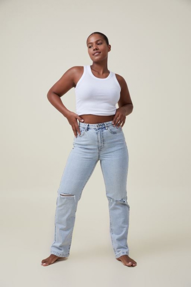 Cotton On Curvy Stretch Straight Jean Women's Pants Blue | tSKGfUMocl8