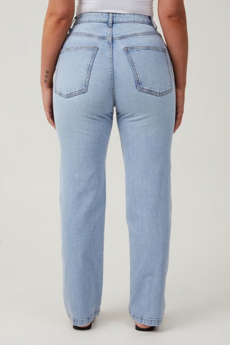 Cotton On Curvy Stretch Straight Jean Women's Pants Blue | ZlHAilYx4E5
