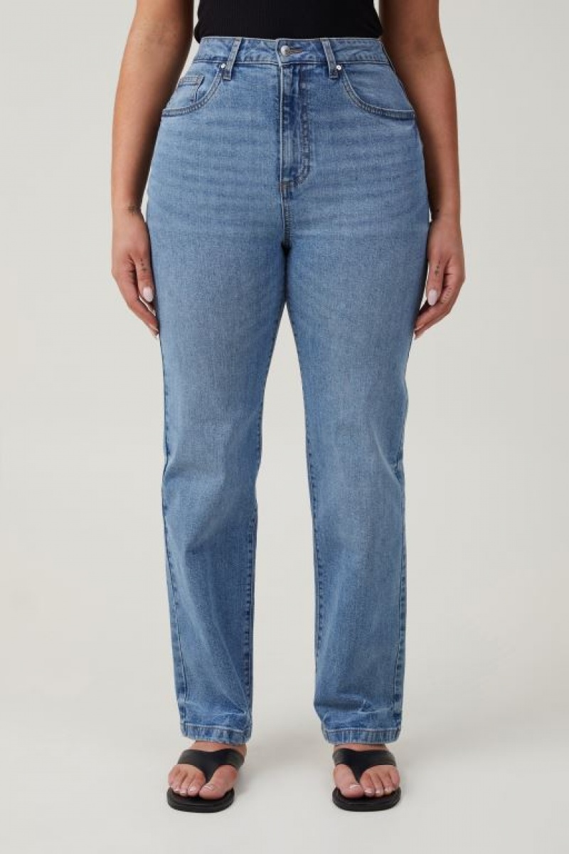 Cotton On Curvy Stretch Straight Jean Women's Pants Blue | o6RsohuCiwE