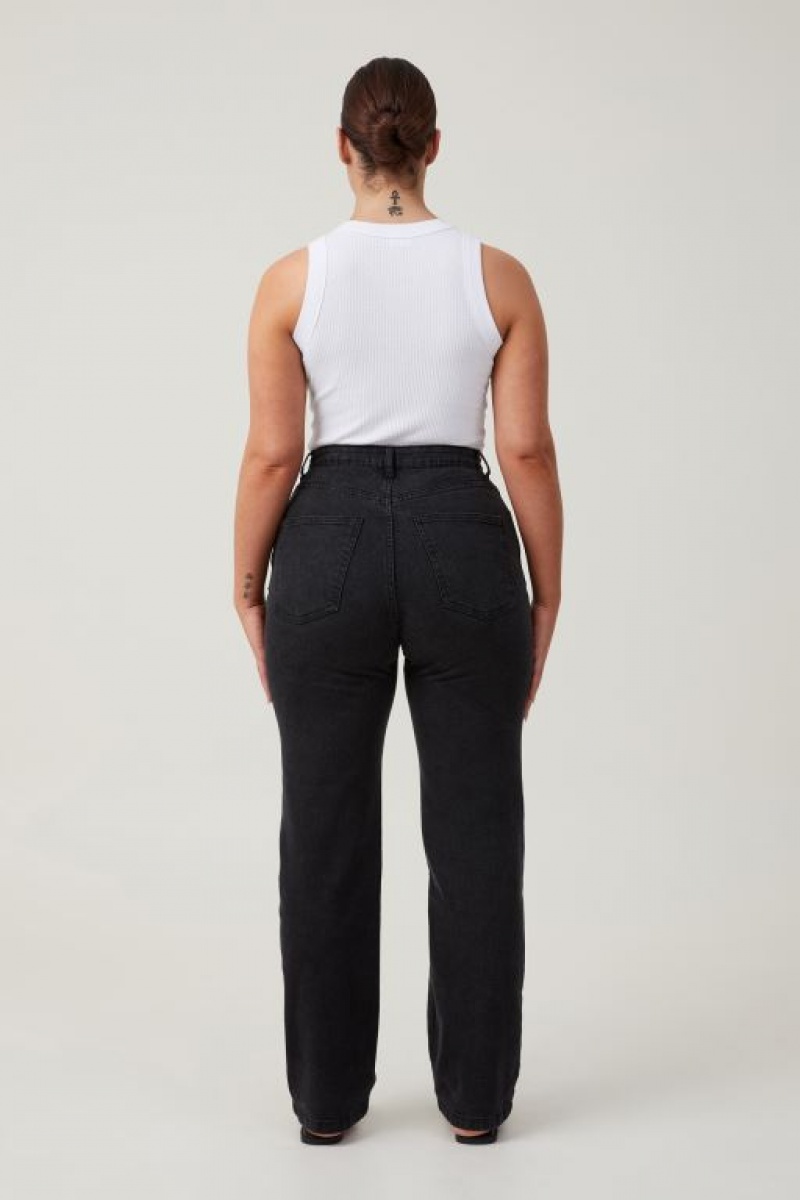 Cotton On Curvy Stretch Straight Jean Women's Pants Deep Grey Black | lLQAzBX72dD