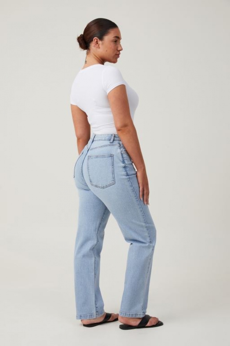 Cotton On Curvy Stretch Straight Women's Jeans Blue | m3tqleacmxQ