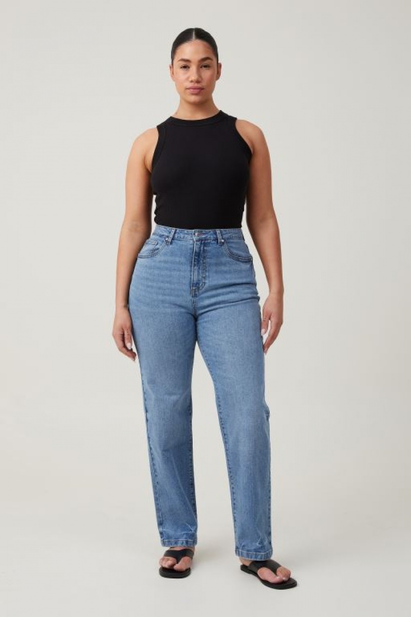 Cotton On Curvy Stretch Straight Women\'s Jeans Blue | zUC5XEyWWSt
