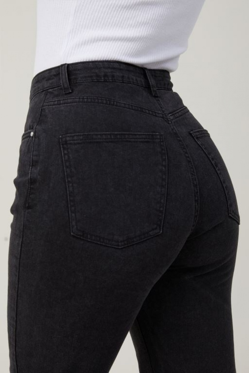 Cotton On Curvy Stretch Straight Women's Jeans Deep Grey Black | qSzpOCklhBz