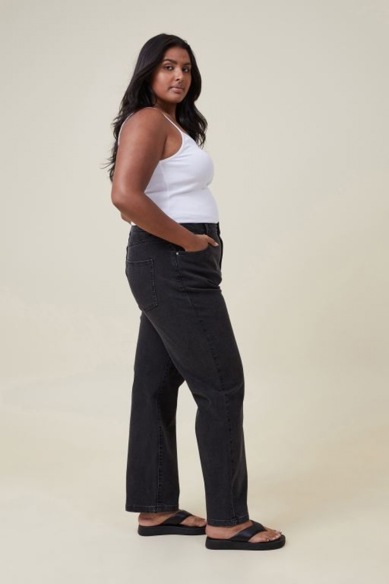 Cotton On Curvy Stretch Straight Women's Jeans Deep Grey Black | qSzpOCklhBz
