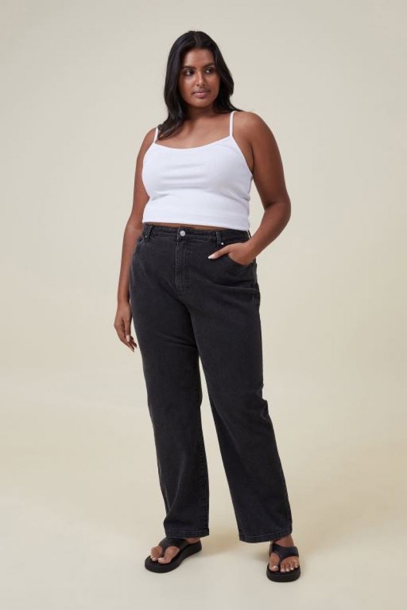 Cotton On Curvy Stretch Straight Women's Jeans Deep Grey Black | qSzpOCklhBz