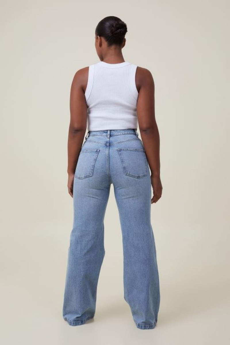 Cotton On Curvy Stretch Wide Jean Women's Pants Blue | Jhf9Q2YbwJ9