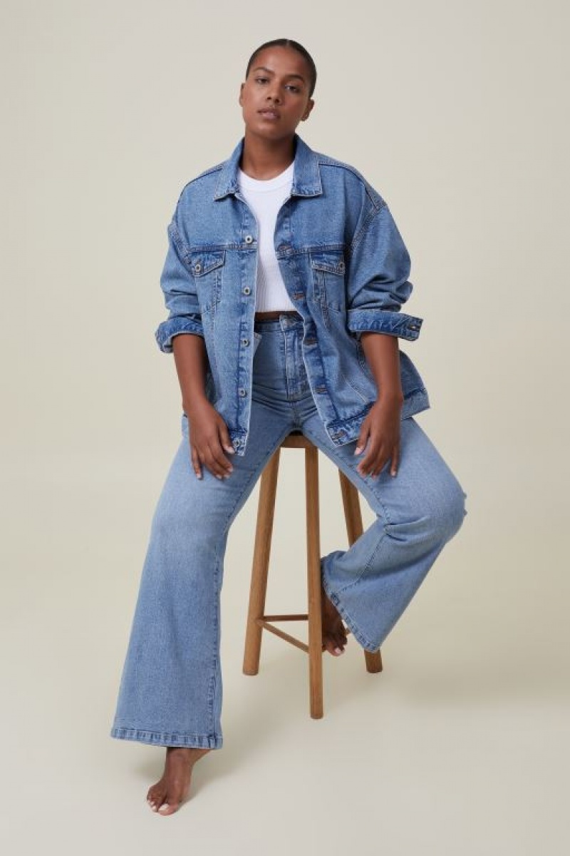 Cotton On Curvy Stretch Wide Jean Women's Pants Blue | Jhf9Q2YbwJ9