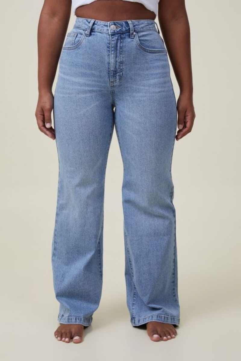 Cotton On Curvy Stretch Wide Jean Women's Pants Blue | Jhf9Q2YbwJ9