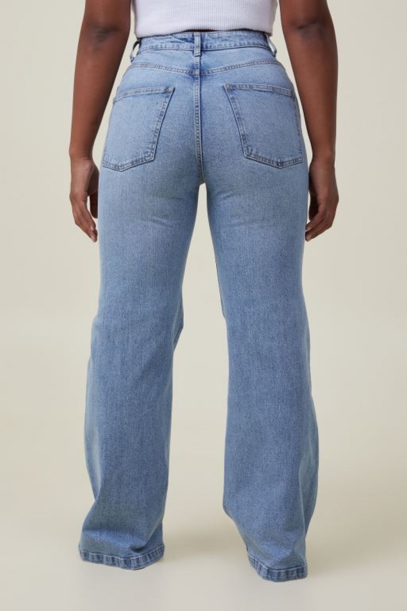 Cotton On Curvy Stretch Wide Jean Women's Pants Blue | Jhf9Q2YbwJ9