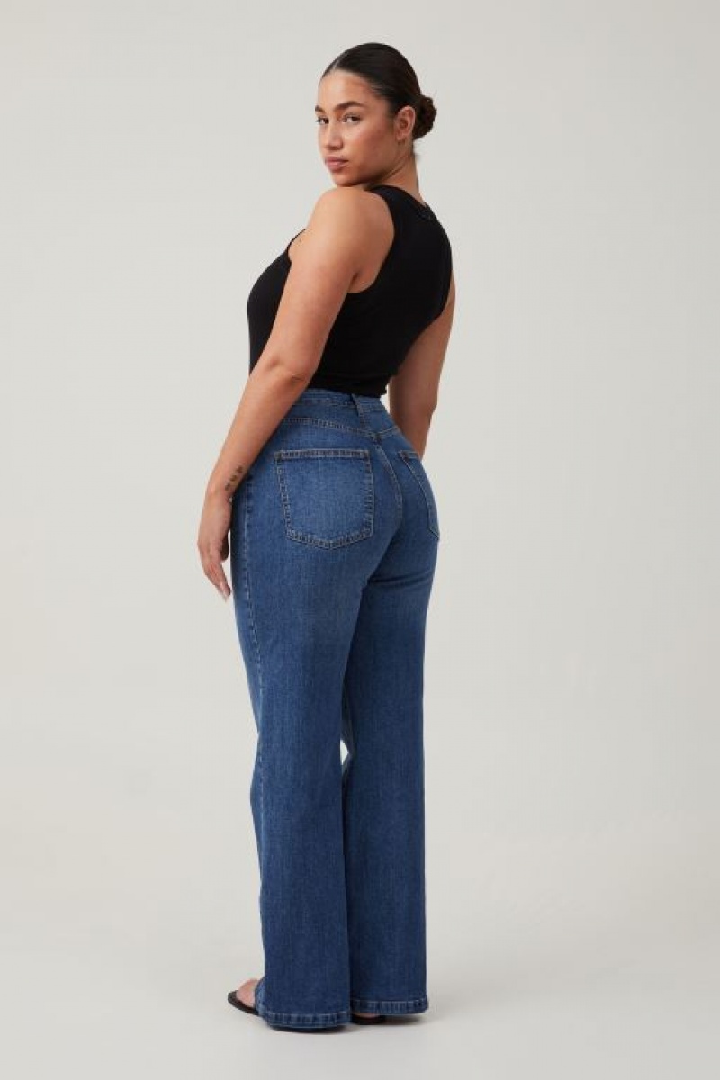 Cotton On Curvy Stretch Wide Jean Women's Pants Blue | ByyESUnR2DA