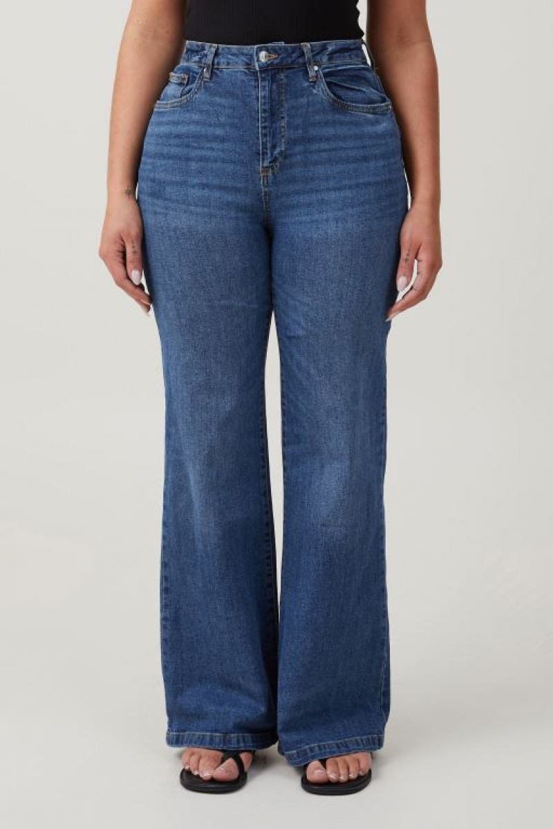 Cotton On Curvy Stretch Wide Jean Women's Pants Blue | ByyESUnR2DA