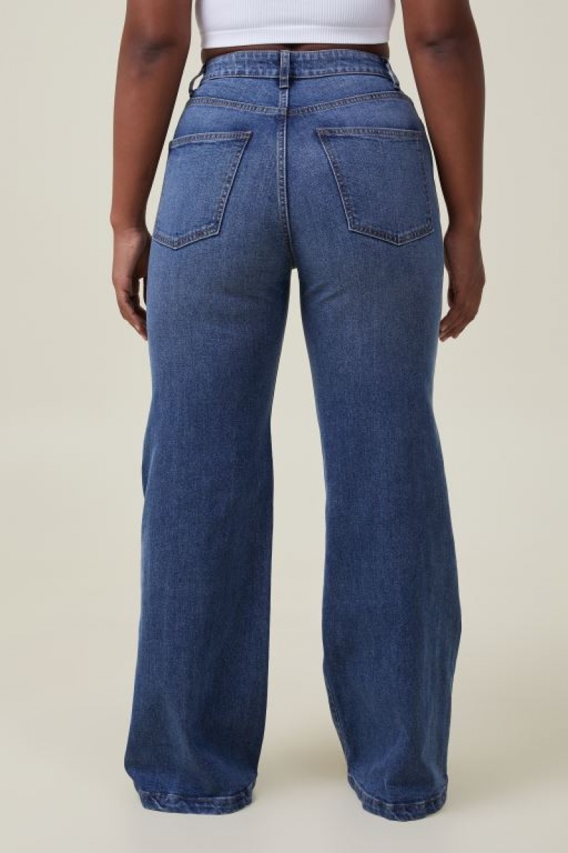 Cotton On Curvy Stretch Wide Jean Women's Pants Blue | ByyESUnR2DA