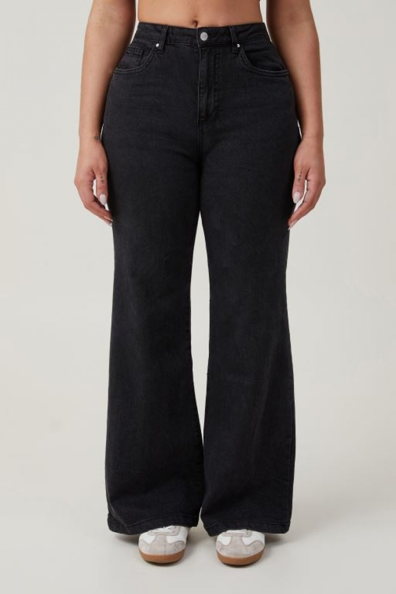 Cotton On Curvy Stretch Wide Jean Women's Pants Deep Grey Black | 7WfwxsLj2ru