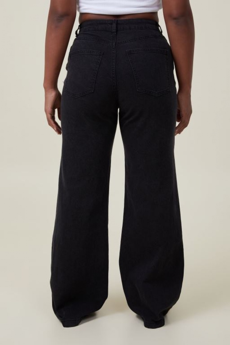 Cotton On Curvy Stretch Wide Jean Women's Pants Deep Grey Black | 7WfwxsLj2ru
