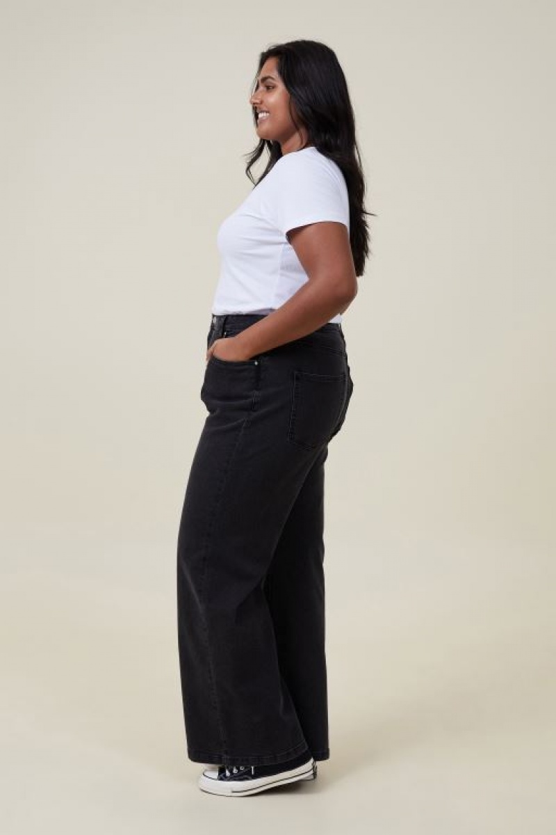 Cotton On Curvy Stretch Wide Women's Jeans Deep Grey Black | ijYyFhGkZYI