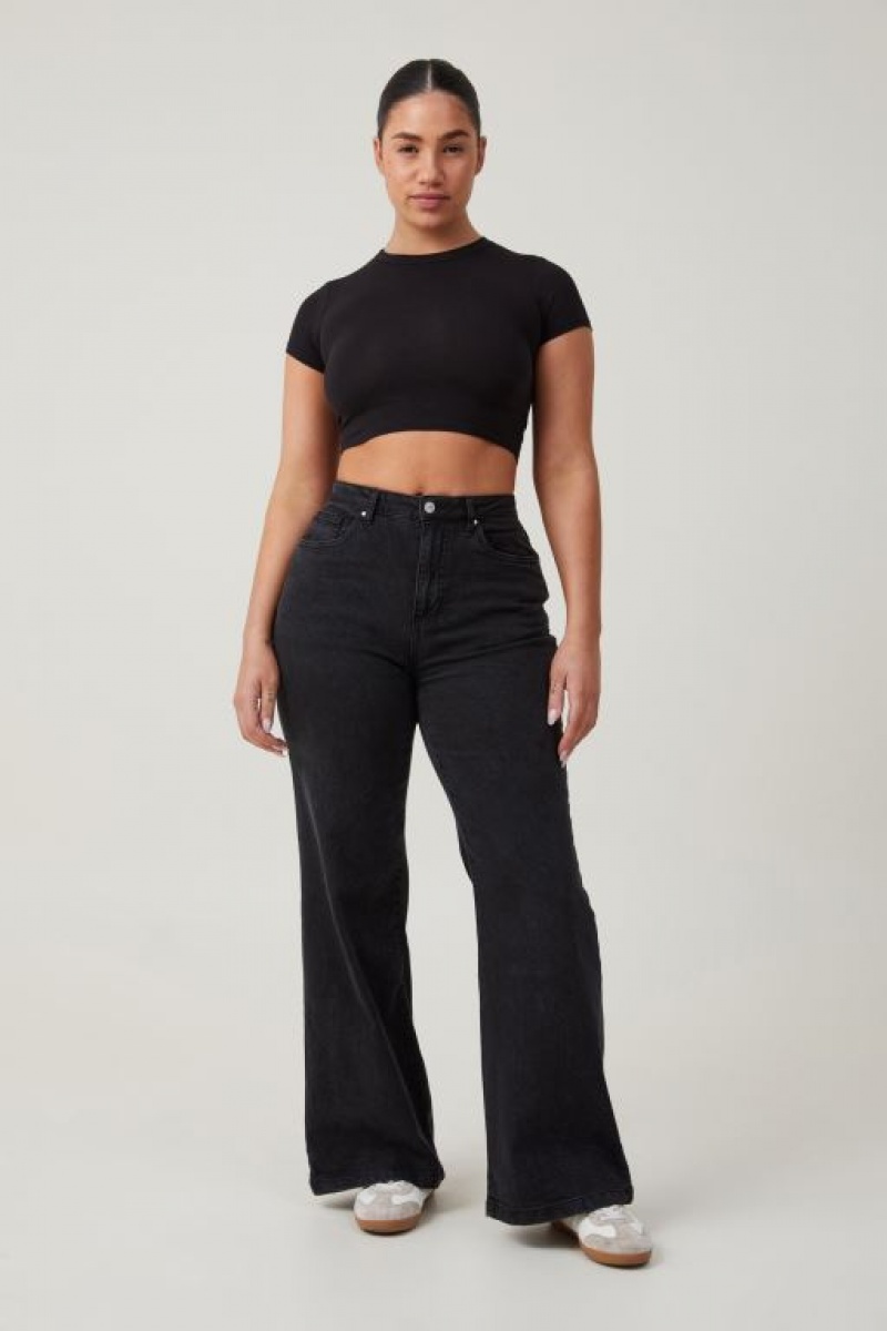 Cotton On Curvy Stretch Wide Women\'s Jeans Deep Grey Black | ijYyFhGkZYI