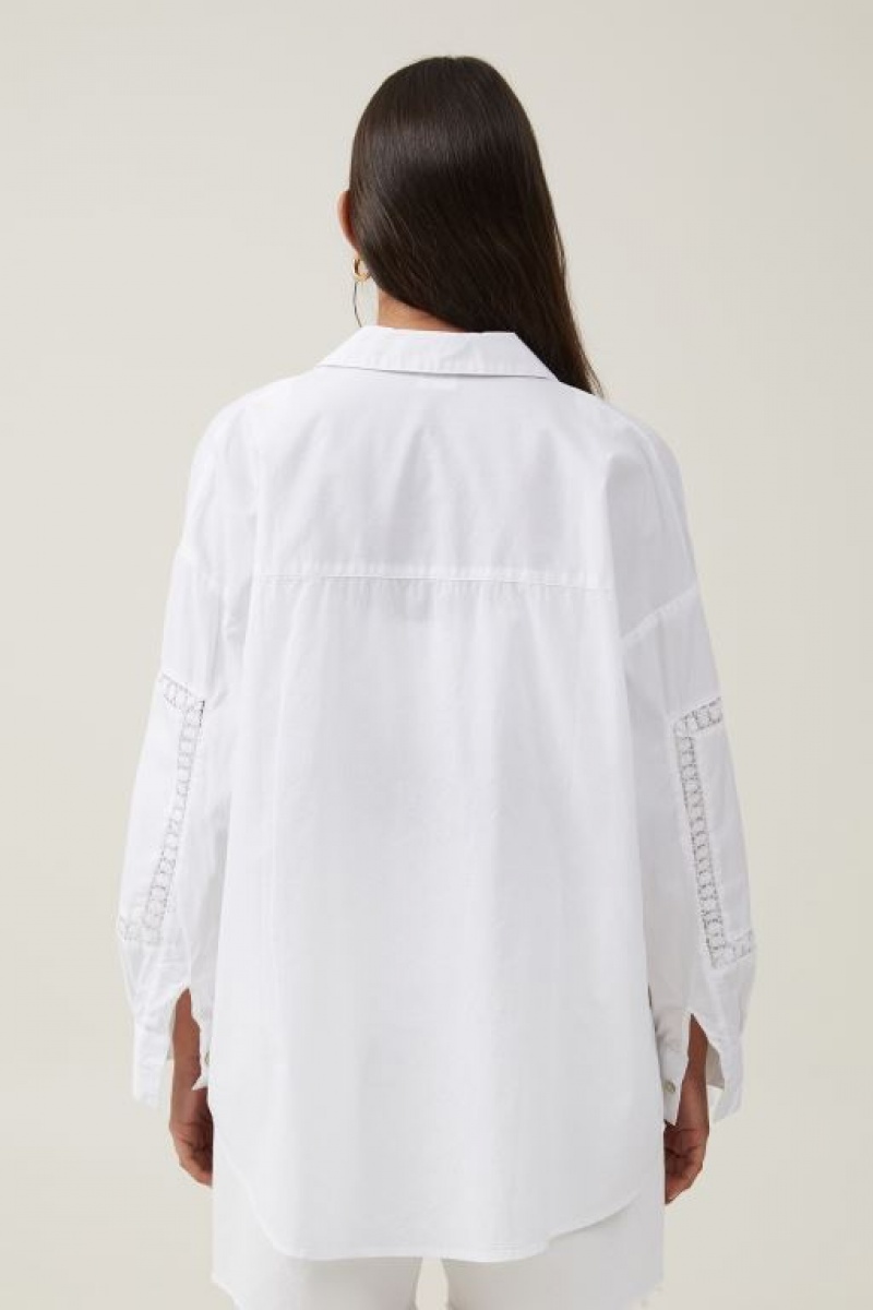 Cotton On Cutwork Dad Women's Shirts White | ar2fX850ln3