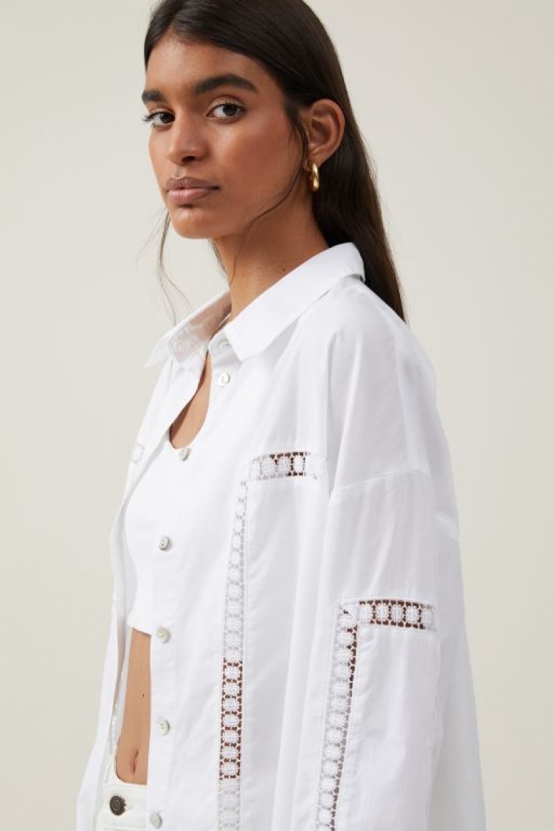 Cotton On Cutwork Dad Women's Shirts White | ar2fX850ln3