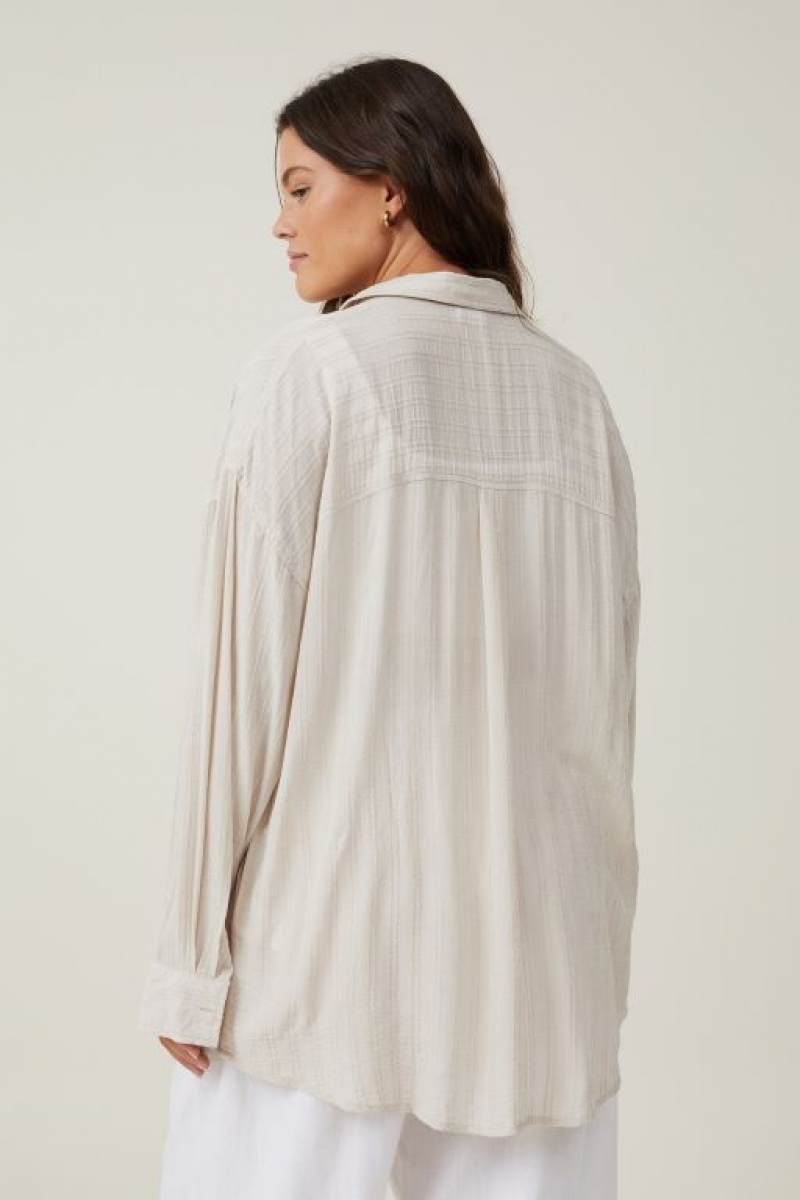 Cotton On Dad - Texture Women's Shirts Stripes Grey | yXNcVF7mmF0