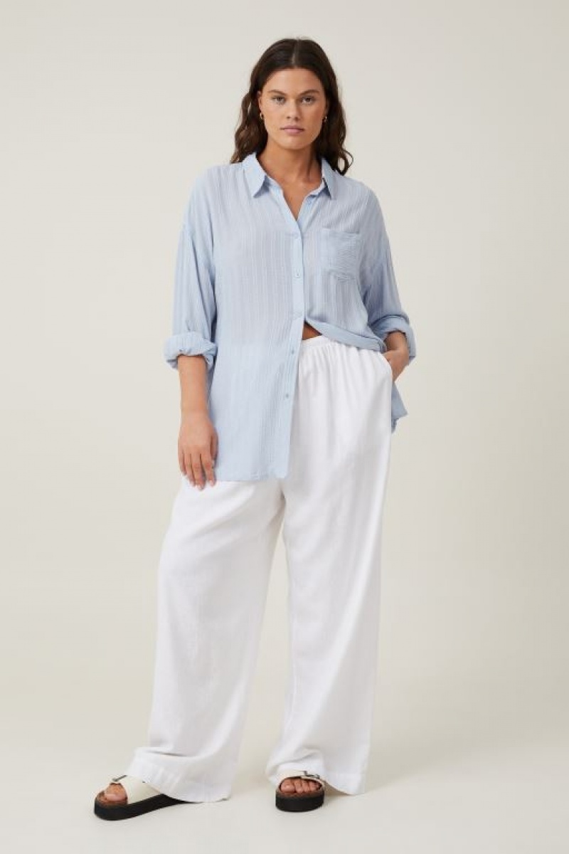 Cotton On Dad - Texture Women's Shirts Stripes Blue | EmssiTSC7yR