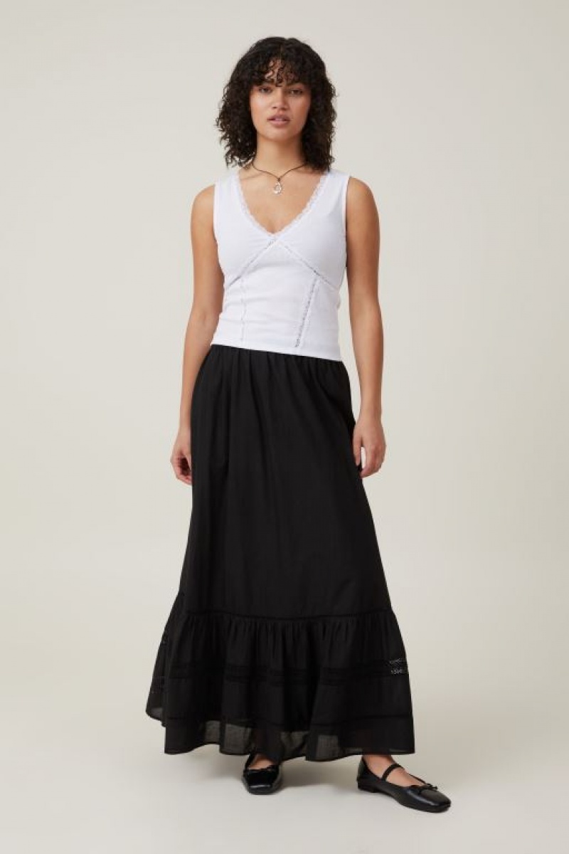 Cotton On Daisy Lace Trim Women's Tanks White | DwMvTg0fzlL