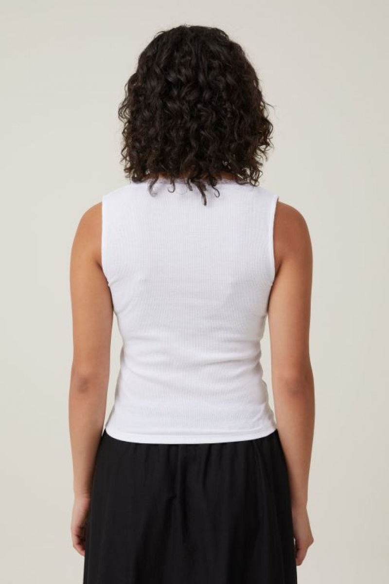 Cotton On Daisy Lace Trim Women's Tanks White | DwMvTg0fzlL