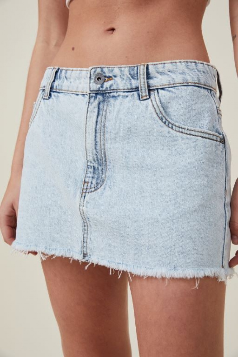 Cotton On Denim Low Rise Mini Women's Skirt Blue | tdNXOO0MWv3