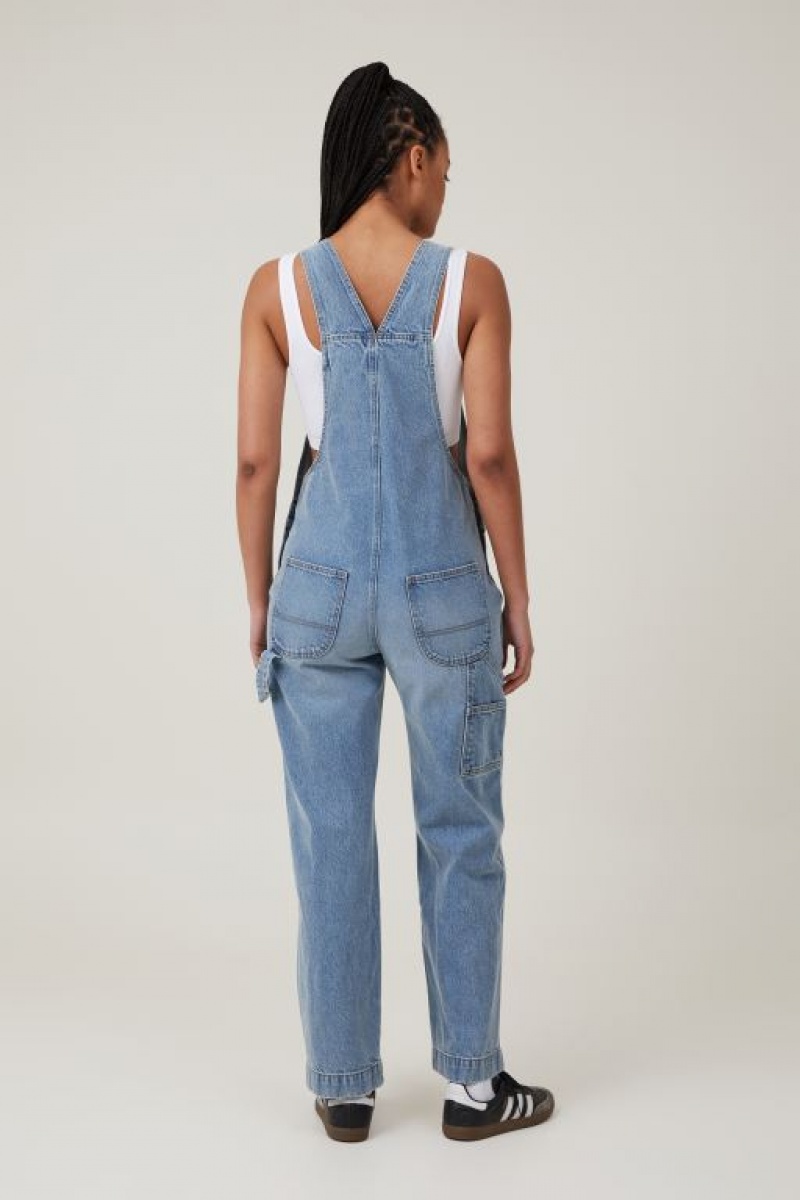 Cotton On Denim Overall Women's Pants Blue | rol5zJnere2