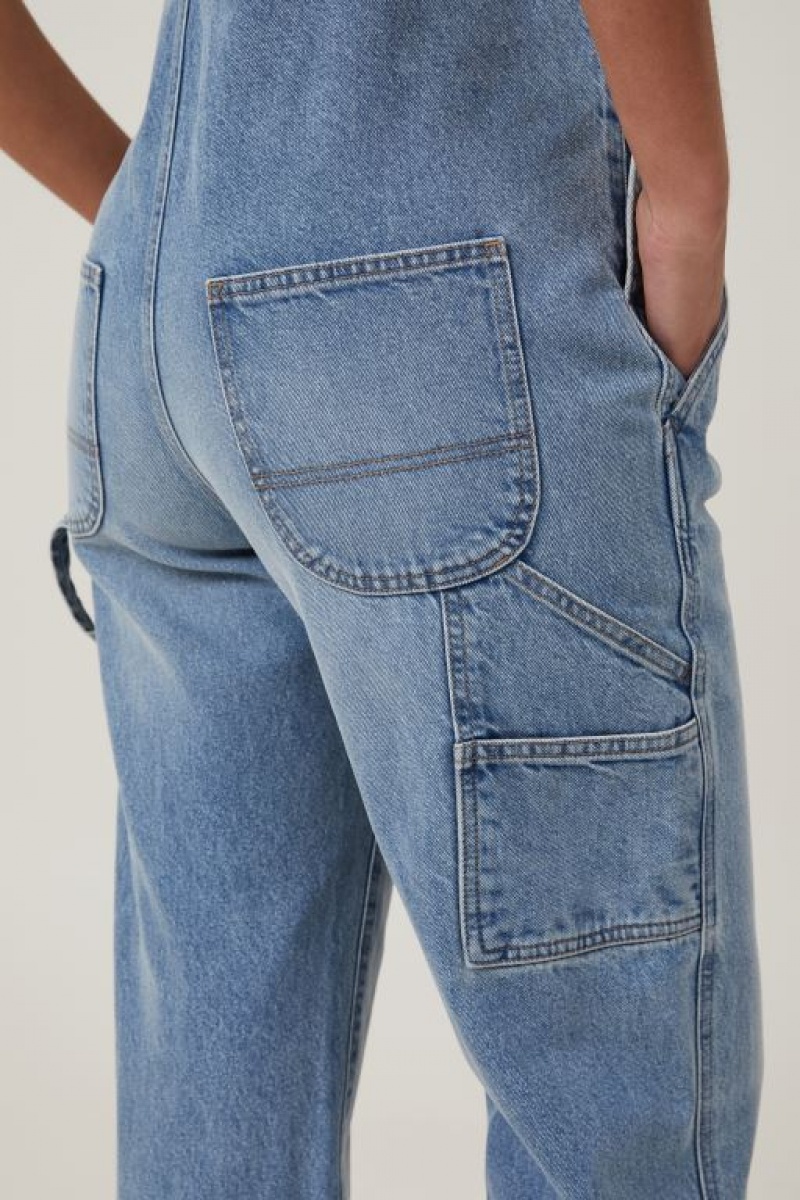 Cotton On Denim Overall Women's Pants Blue | rol5zJnere2