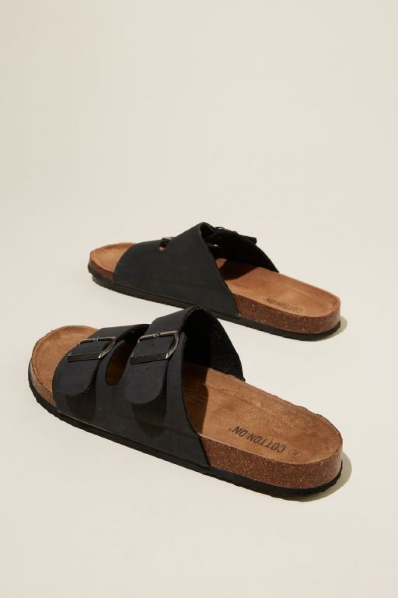 Cotton On Double Buckle Men's Sandals Black | nYowyaoSxOe