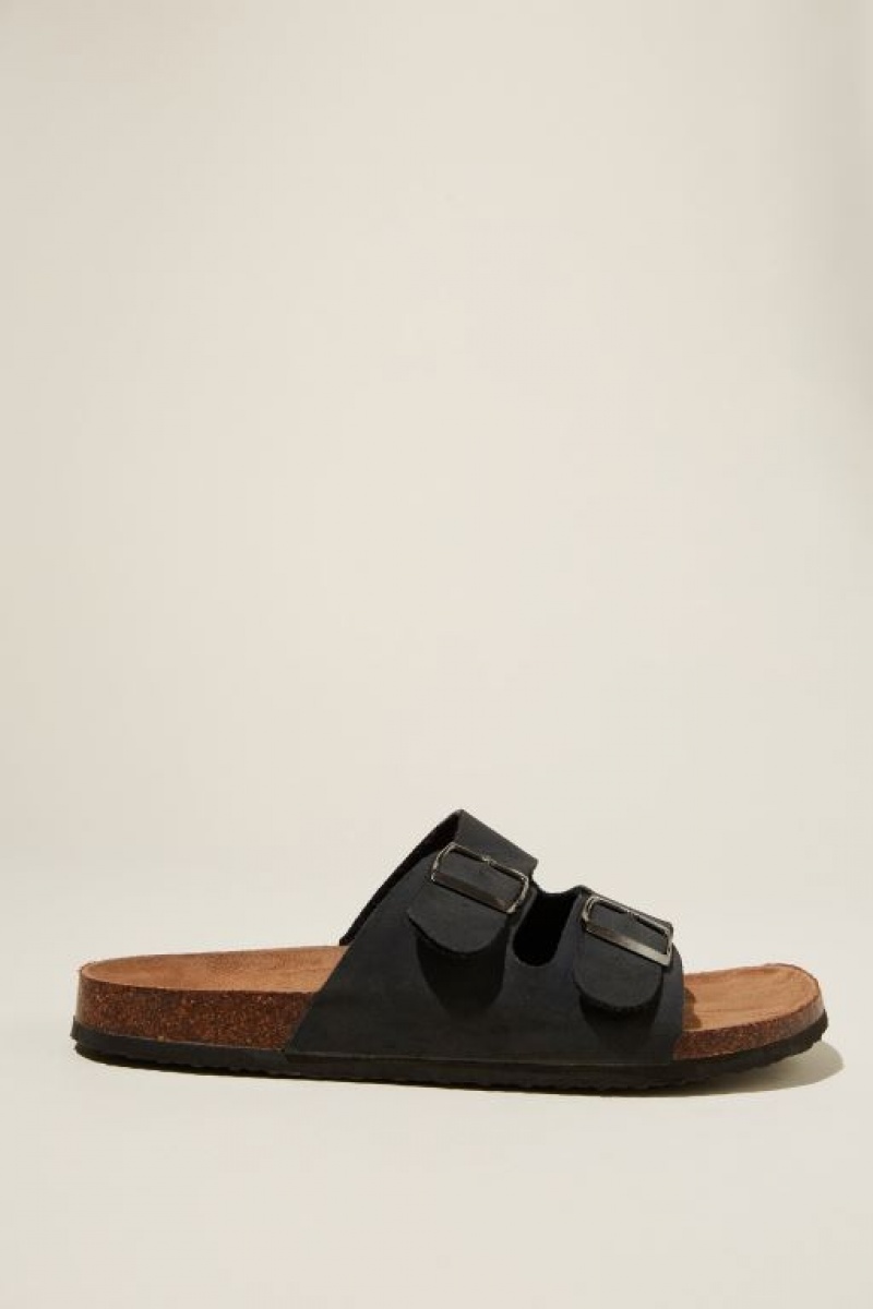 Cotton On Double Buckle Men\'s Sandals Black | nYowyaoSxOe