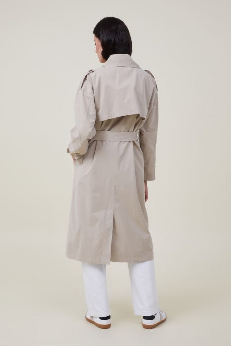 Cotton On Drop Shoulder Trench Coat Women's Jackets Grey Brown | dtqfvbbq2Nt