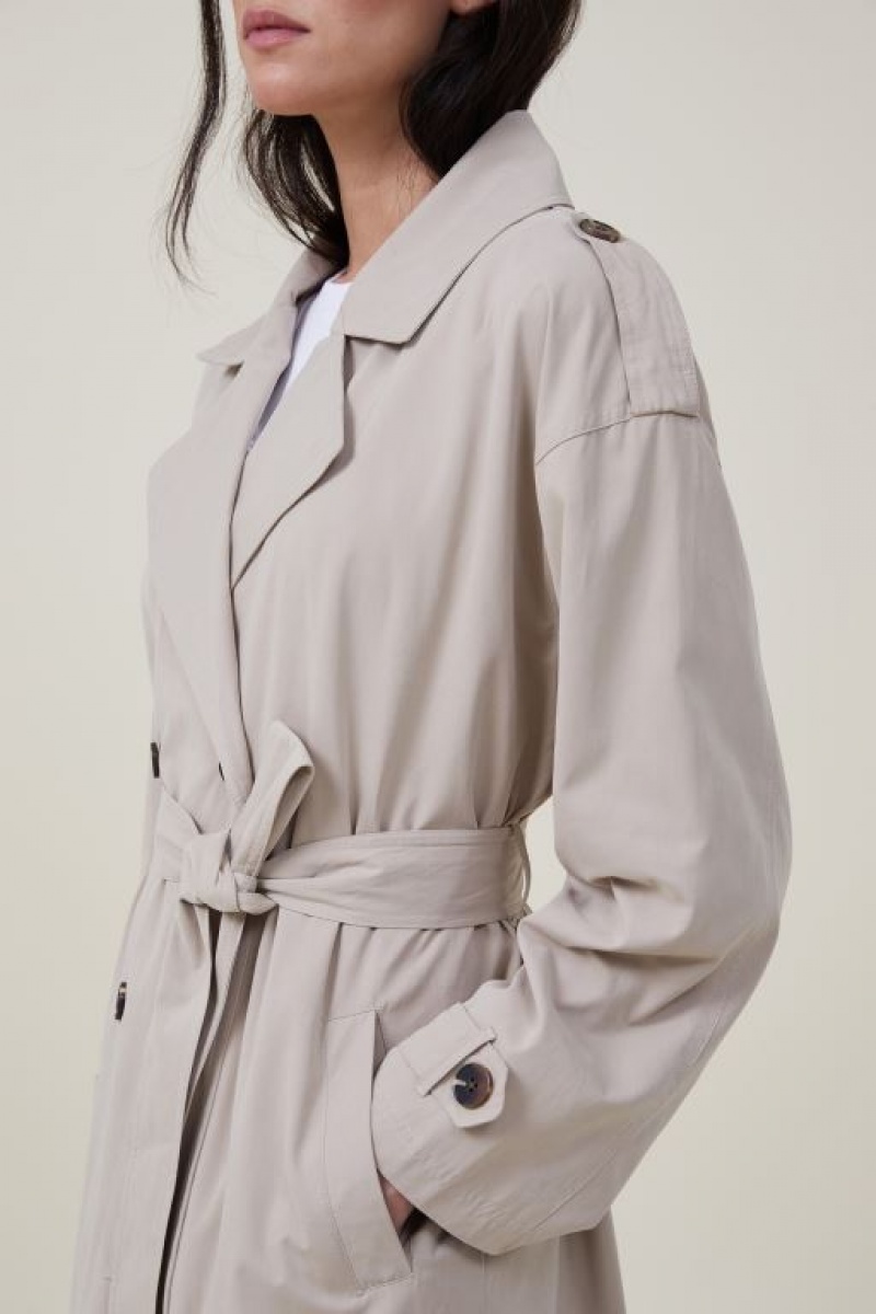 Cotton On Drop Shoulder Trench Coat Women's Jackets Grey Brown | dtqfvbbq2Nt